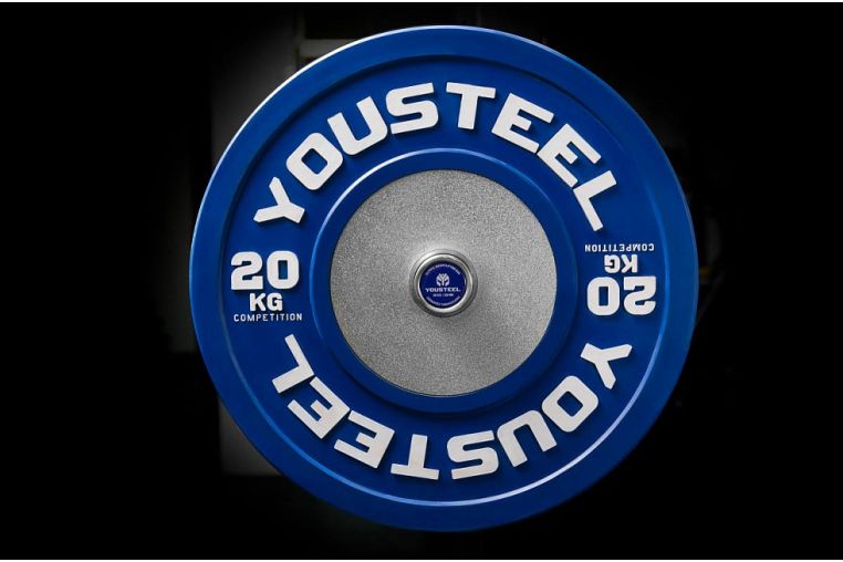 Диск 20кг каучуковый соревновательный YouSteel синий 