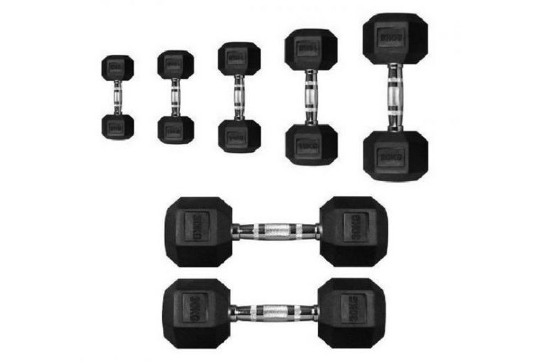 Гантель 50кг Perform Better Rubber Encased Hex Dumbbells PB\4137-50\BK-50-00 