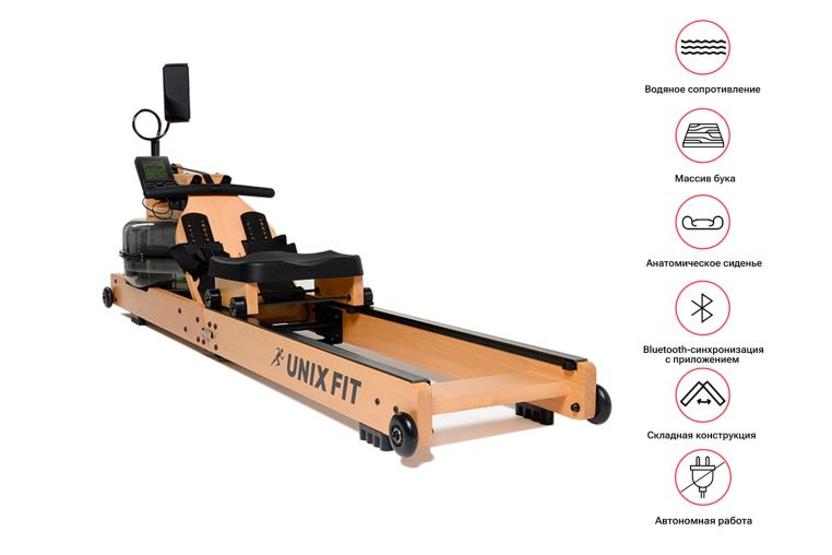 Гребной тренажер UnixFit Wood Rower Light RM9000PLW фото 5