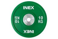 Олимпийский диск в уретане 10кг Inex PU Bumper Plate TF-P2100-10 зеленый\белый