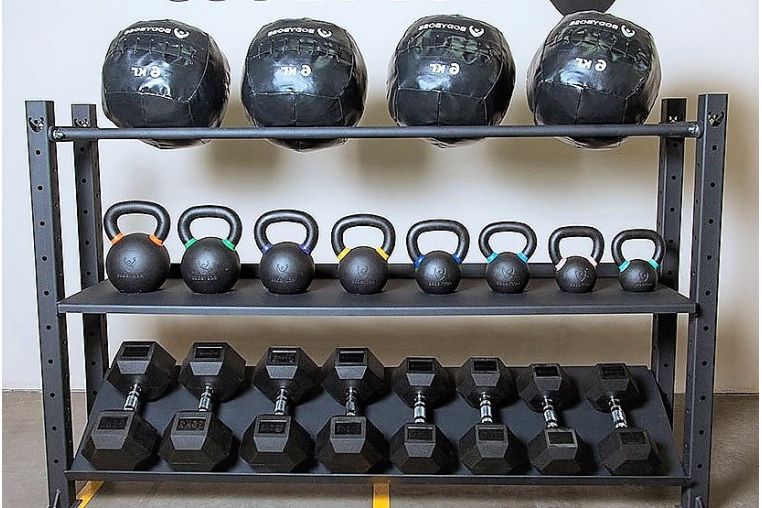 Модульный стеллаж Spektr Sport для гантелей, гирь и медболов 192х43х195 фото 5